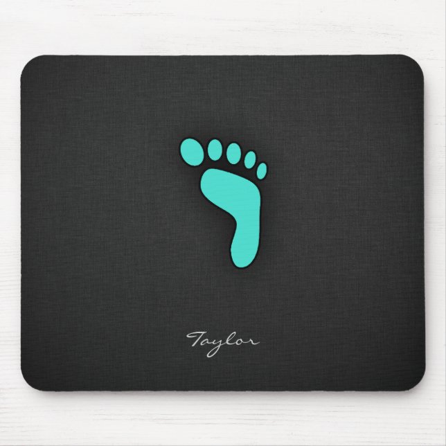 Türkis, Blue Green Footprint Mousepad (Vorne)