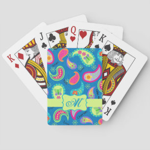 Türkis Blue Green Modern Paisley Pattern Spielkarten