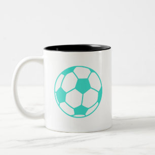 Türkis; Blue Green Soccer Ball Zweifarbige Tasse
