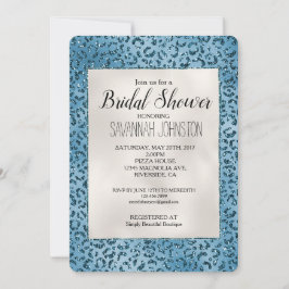 Türkis Blue Leopard Print Glitzer Bridal Einladung