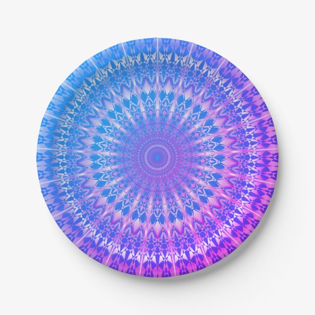 Türkis Blue Lila Mandala Pappteller (Vorderseite)