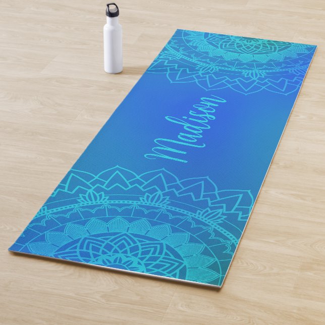 Türkis Blue Mandala Name Meditation Yogamatte (Beispiel)