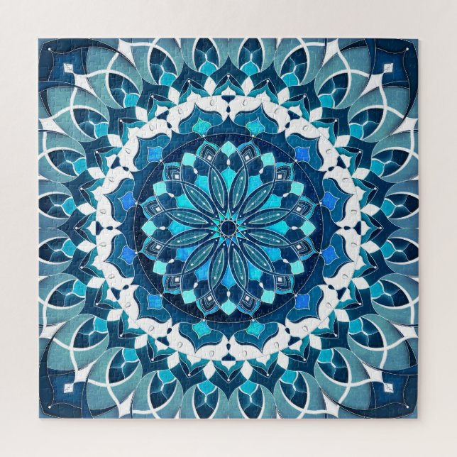 Türkis Blue Mandala Puzzle (Vertikal)