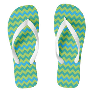 Türkis Blue Neon Green Emerald Chevrons Flip Flops