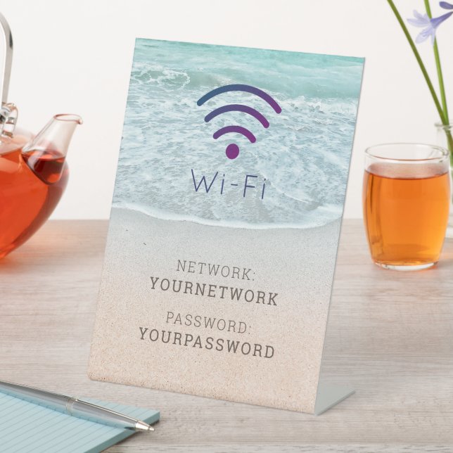 Türkis Blue Ocean Beach Wi-Fi-Zeichen Sockelschild (In Situ)