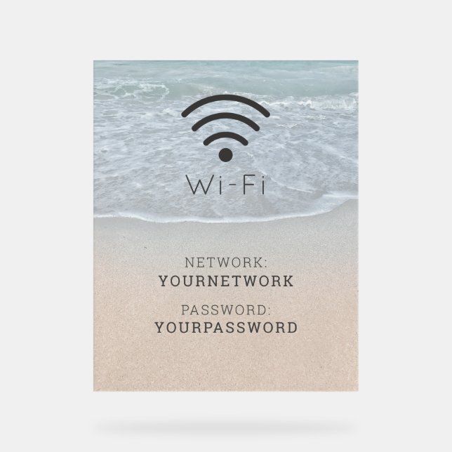 Türkis Blue Ocean Beach WLAN Acrylschild (Vorderseite)