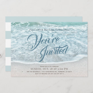 Türkis Blue Ocean Sandstrand Geburtstag Einladung