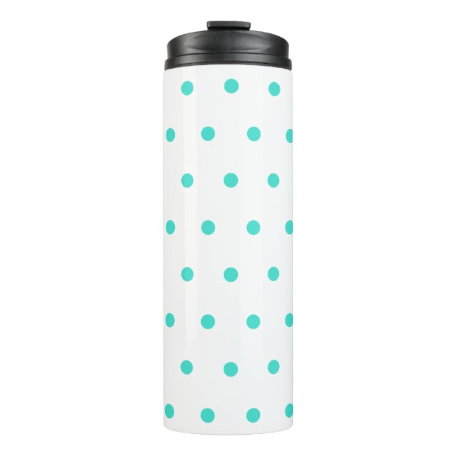 Türkis Blue Polka Dots Thermosbecher (Vorderseite)