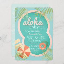 Türkis Blue Pool Aloha Baby Dusche Einladung