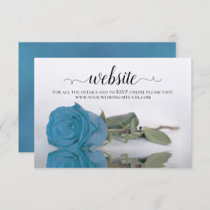 Türkis Blue Rose Elegante Wedding Website Begleitkarte