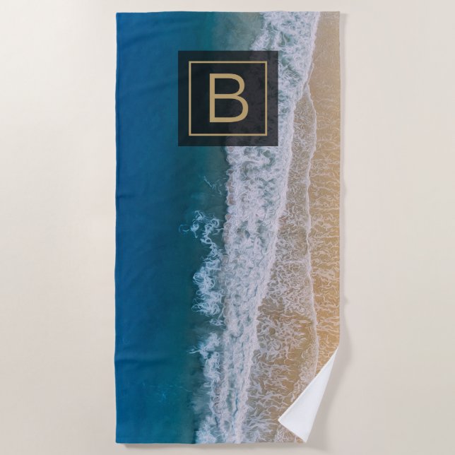 Türkis Blue Sea Palm Coast Sandy Beach Florida Strandtuch (Vorderseite)