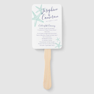 Türkis Blue Starfish Beach Hochzeitsprogramm Fächer