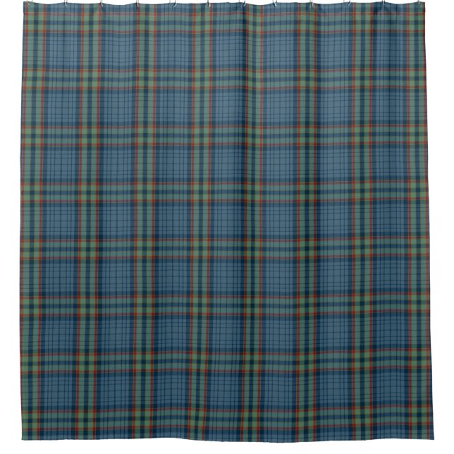 Türkis Blue Tartan Kariert Scottish Kilt Duschvorhang (Vorderseite)