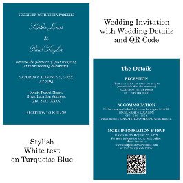 Türkis Blue Wedding QR Code UAWG Einladung