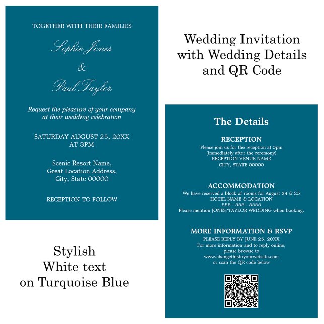 Türkis Blue Wedding QR Code UAWG Einladung (Von Creator hochgeladen)