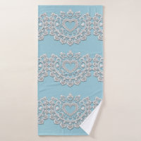 Türkis Blue White Lace Heart Wedding Bridal