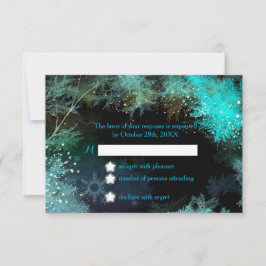 Türkis Blue Winter Forest Wedding RSVP Card