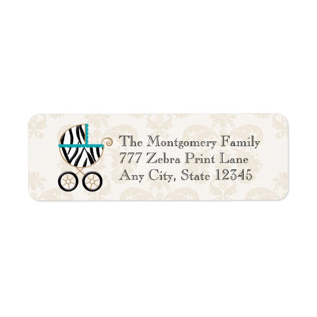 Türkis Blue Zebra Print Baby Carriage Return (Vorne)