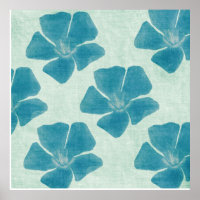 Türkis-Blumen-Druck