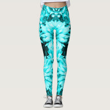 Türkis-Blumen-Leggings