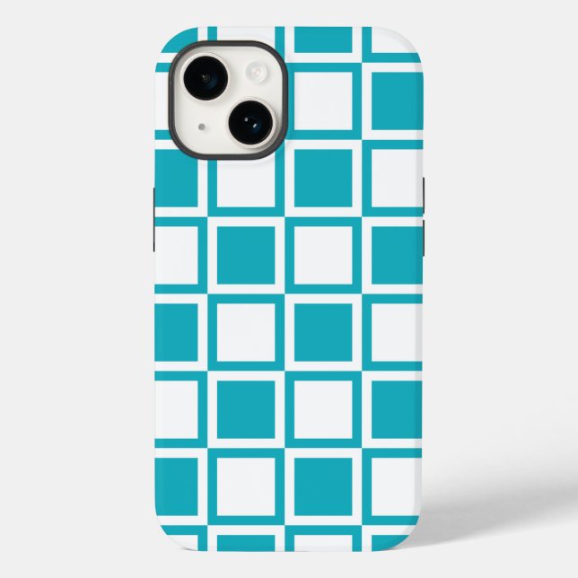 Türkis Bold Mod Squares Case-Mate iPhone Hülle (Rückseite)