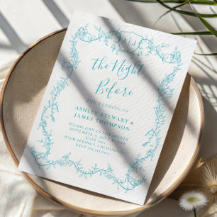 Türkis Botanische Hochzeitsprobe Dinner Einladung