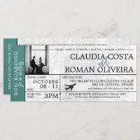 Türkis Brasilien Hochzeit Boarding Pass Einladung