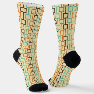 Türkis Braun Orange Retro Geometrisches Muster Socken