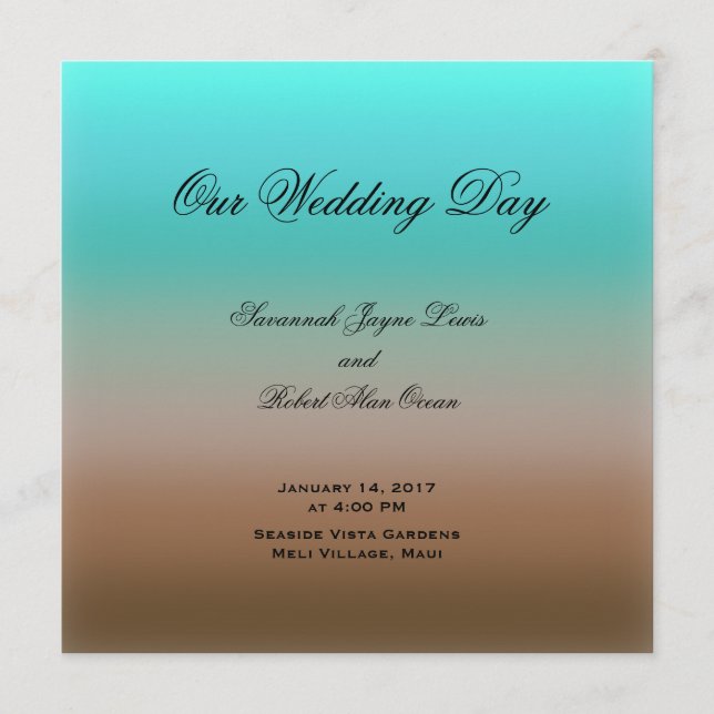 Türkis-Brown Tropical Wedding Programm (Vorderseite)