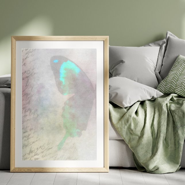 Türkis Butterfly Flügel Vintag Handwriting Seidenpapier (Von Creator hochgeladen)