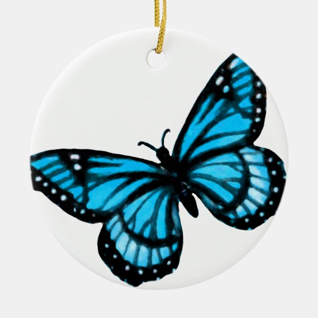 Türkis Butterfly Weihnachtsdekoration Keramik Ornament (Vorne)