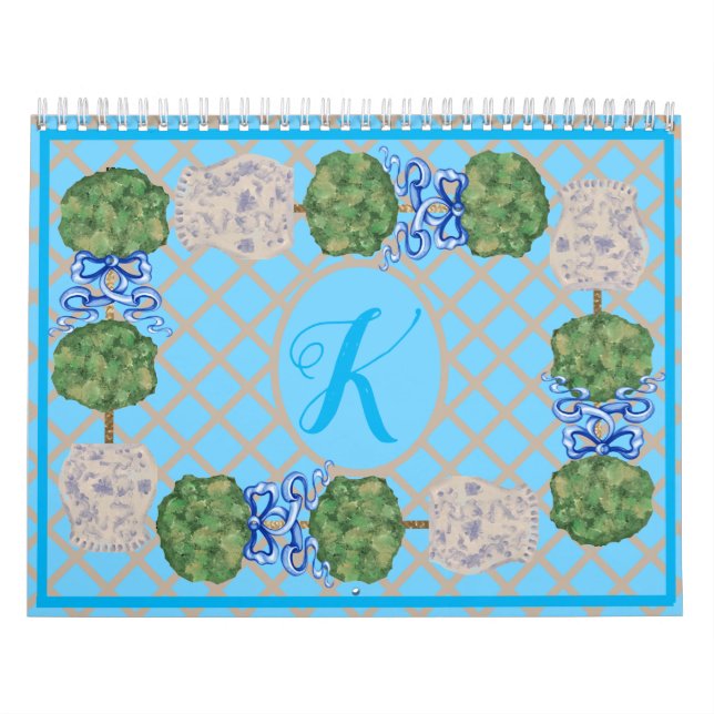 Türkis Chinoiserie Ginger Jars Jars Topiary Kalender (Titelbild)