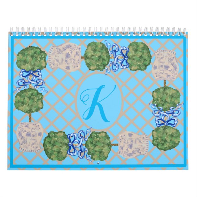 Türkis Chinoiserie Ginger Jars Jars Topiary Kalender (Titelbild)