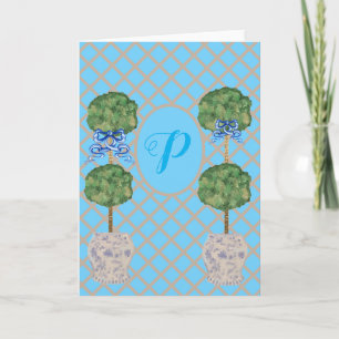 Türkis Chinoiserie Ginger Jars Jars Topiary Karte