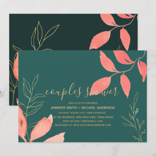 Türkis Coral Gold COUPLES SHOWER handschriftlich Einladung