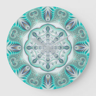 Türkis Coral Reef Mandala Große Wanduhr