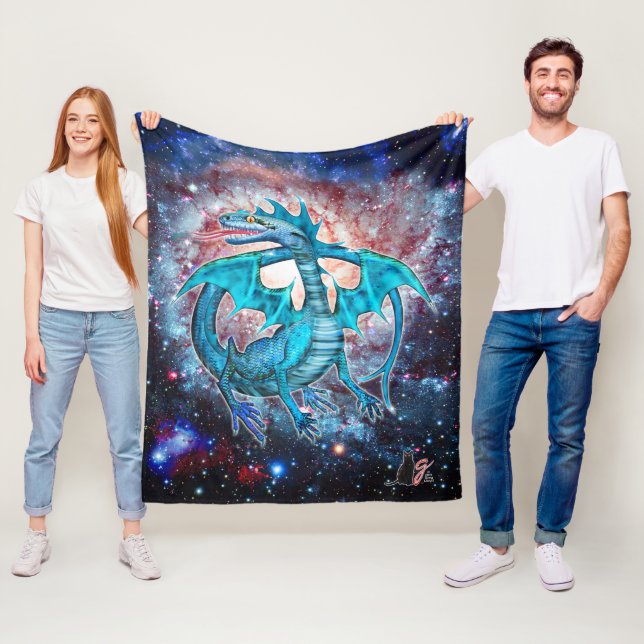 Türkis Cosmic Dragon Fleecedecke (Beispiel)