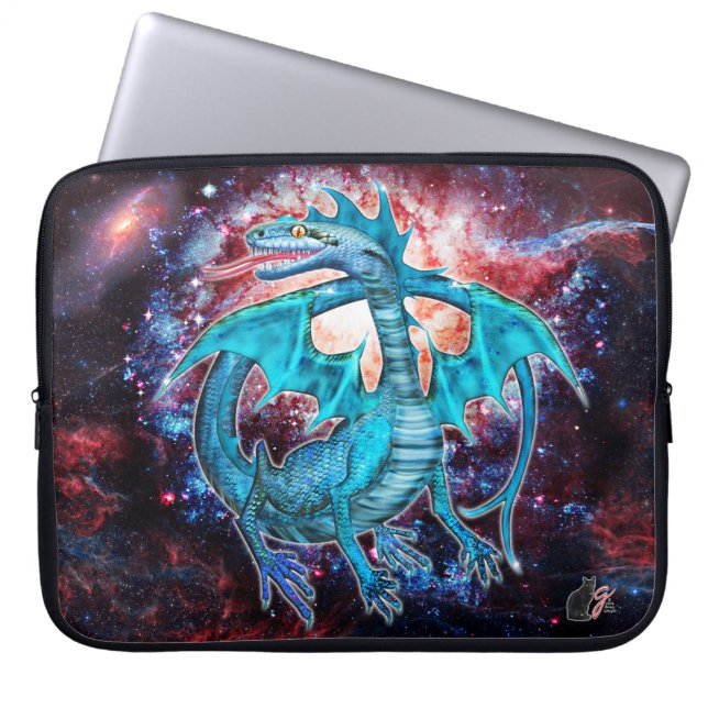 Türkis Cosmic Dragon Laptopschutzhülle (Vorderseite)