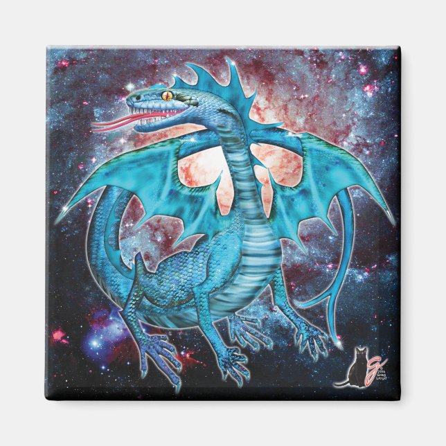Türkis Cosmic Dragon Magnet (Vorne)