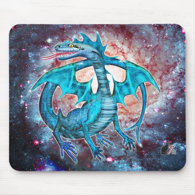 Türkis Cosmic Dragon Mousepad (Vorne)
