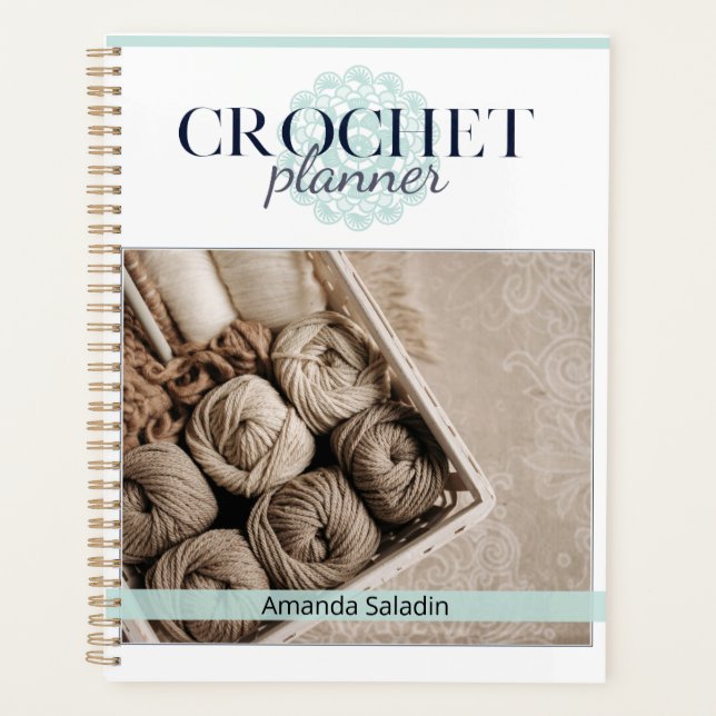 Türkis Crochet Planner Planer (Vorderseite)
