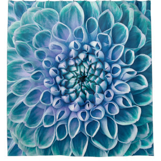 Türkis Dahlia Blume Makro Hintergrund Duschvorhang