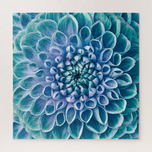 Türkis Dahlia Blume Makro Hintergrund Puzzle