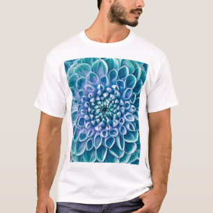 Türkis Dahlia Blume Makro Hintergrund T-Shirt