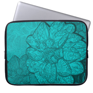 Türkis-Dahlia-Blumenmuster Laptop-Sieb Laptopschutzhülle