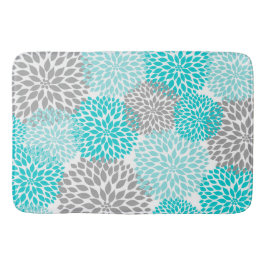 Türkis-Dahlie blüht, mutiger Blumenbadezimmer-Deko Badematte