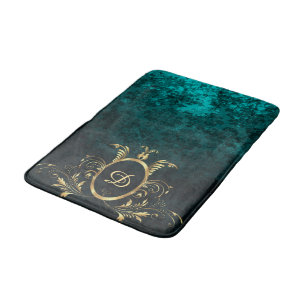 Türkis Damask Goldrahmen Personalisiert Badematte