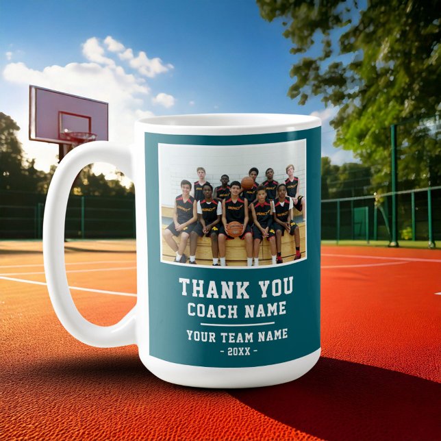 Türkis Danke Trainer Teamname Foto Kaffeetasse (Von Creator hochgeladen)
