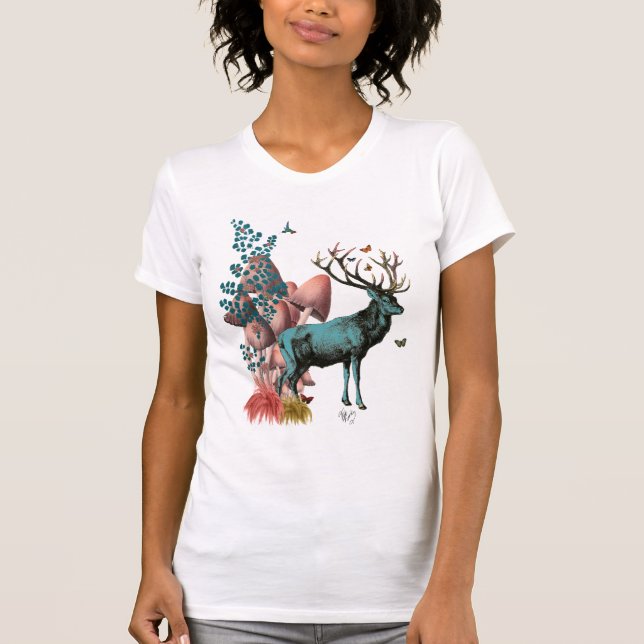 Türkis Dei im Pilzwald T-Shirt (Vorderseite)
