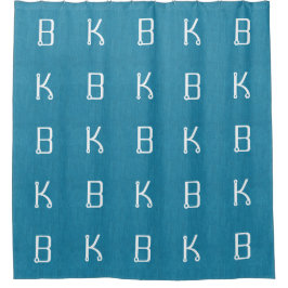 Türkis Denim Jeans Fabric Initials Personalisiert Duschvorhang